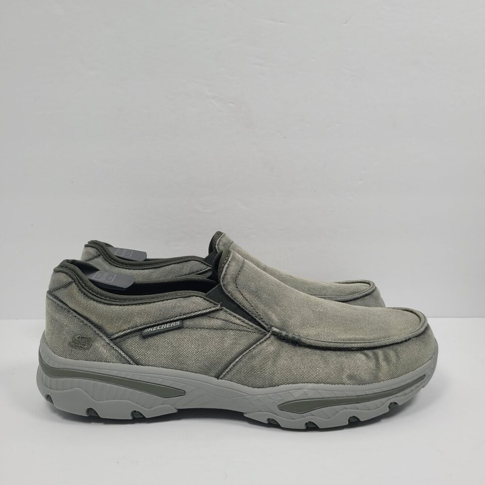 Skechers Creston Moseco Men's Olive Relaxed Fit Slip On Shoes US Size 10.5